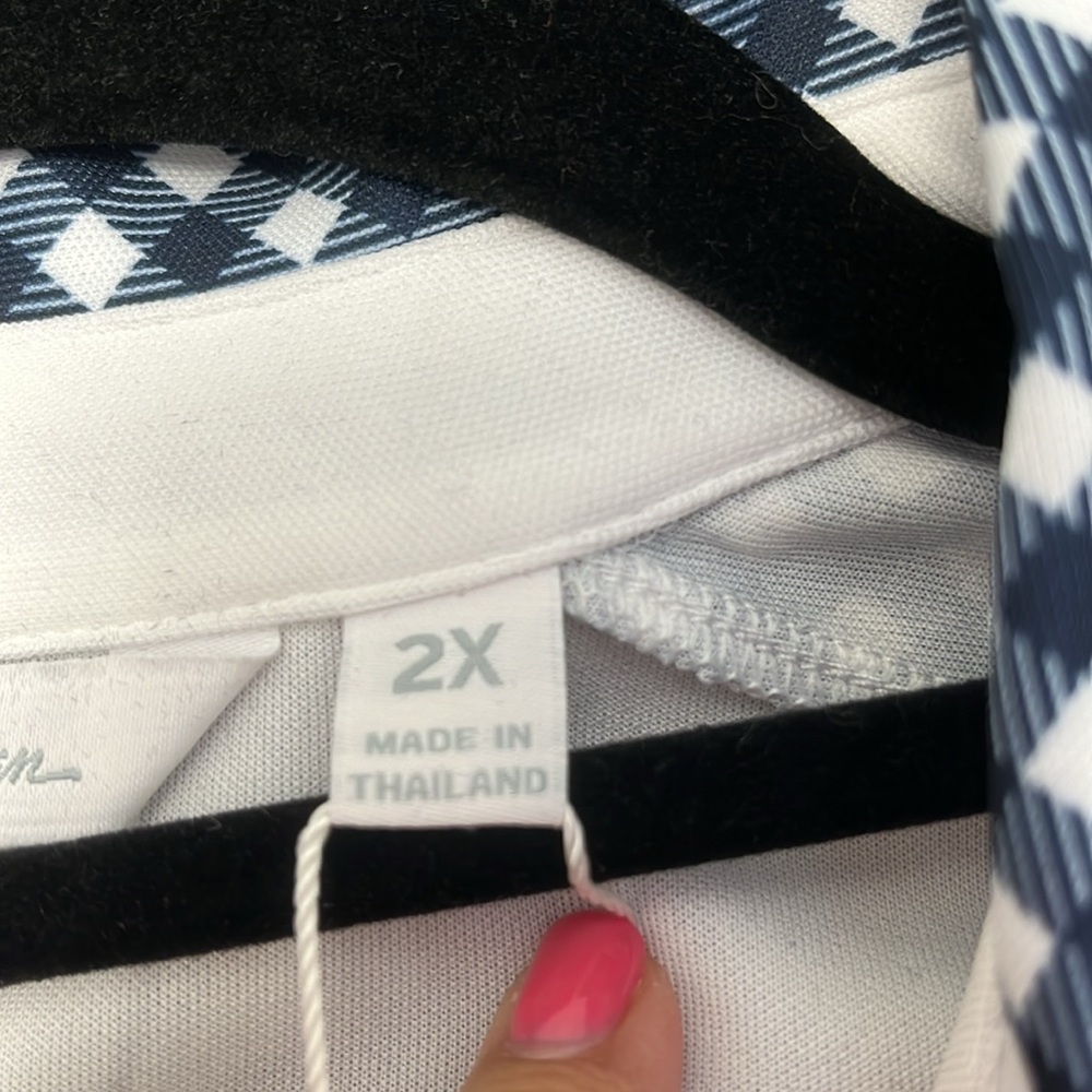 Lady Hagen women’s NWT desert getaway print block short sleeve polo gingham 2X - Picture 6 of 11